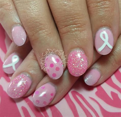 breast cancer acrylic nail designs|breast cancer awareness nails.